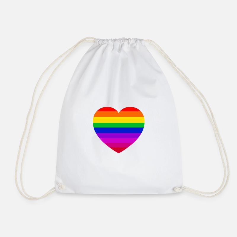 Heart - Colored - One Heart - Gift - Romance - Drawstring Bag - white