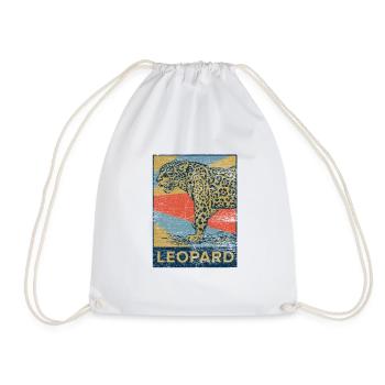 Leopard Safari Katze Tier Geschenk Afrika vintage - Turnbeutel - Weiß - Vorne