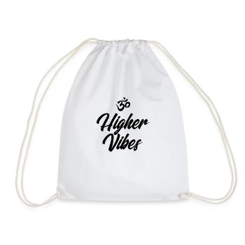 Higher Vibes Yoga Shirt Yoga OM Meditation T-Shirt - Drawstring Bag - white - Front