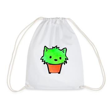 Cactus - Cat Shirt - Drawstring Bag - white - Front