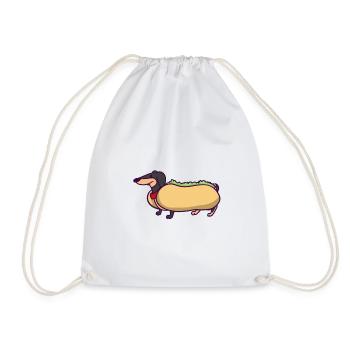 WENNIE DUSCHUND - Hot Dog - Chien - Chignon - Sac de sport léger - blanc - Devant