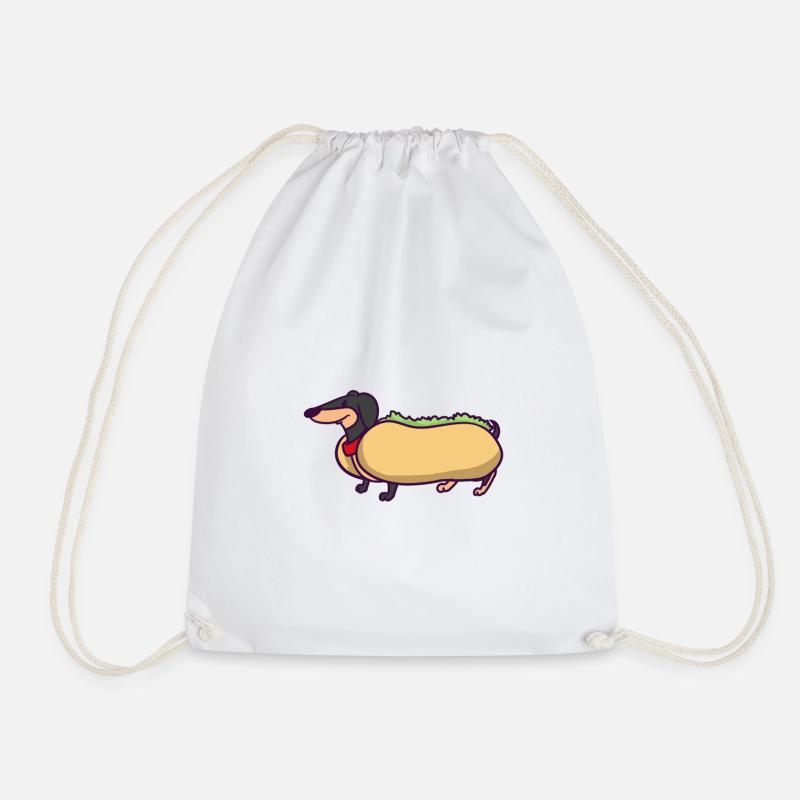 WENNIE DUSCHUND - Hot Dog - Dog - Bun - Drawstring Bag - white