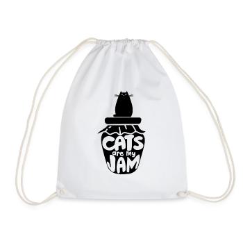 cat - Drawstring Bag - white - Front