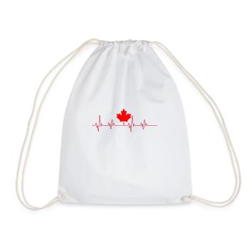 Canada Heartbeat T-Shirt - Canadian Pride Maple - Drawstring Bag - white - Front
