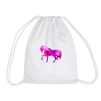 Pferd lustige Tiere blau-rosa Aquarell T Shirt Kin - Turnbeutel - Weiß - Vorne
