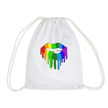 LGBTQ gay lesbian rainbow homosexual gay trans - Drawstring Bag - white - Front