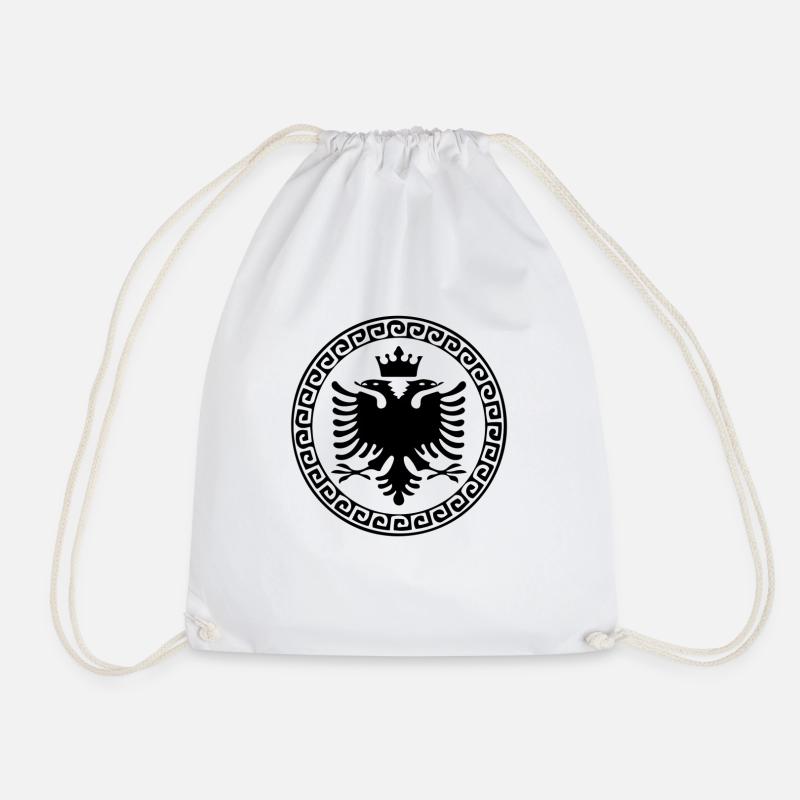 SHQIPONJA - Albanian eagle - Drawstring Bag - white
