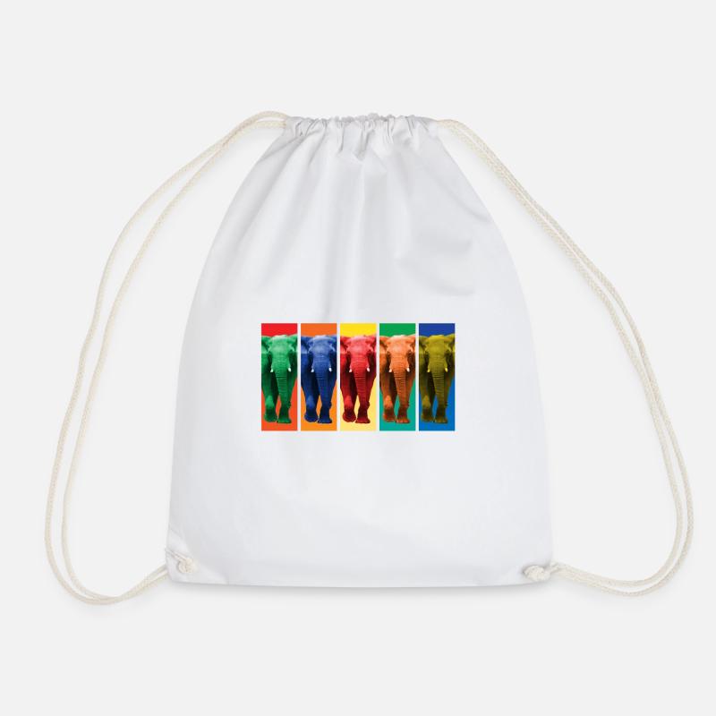 Elefanten - Pop Art - Turnbeutel - Weiß