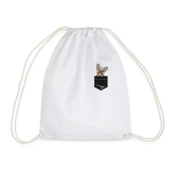 Chien bulldog français dans un cadeau de poche de chemise - Sac de sport léger - blanc - Devant