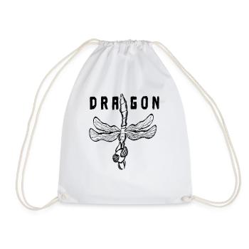 Dragonfly insect with dragon inscription - Drawstring Bag - white - Front