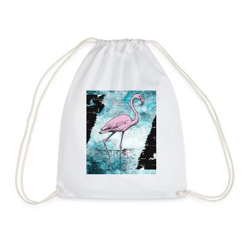 Rosa Flamingo - Turnbeutel - Weiß - Vorne