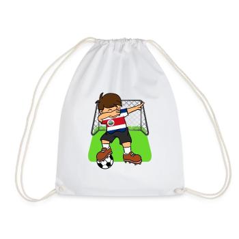 Costa Rica Soccer Ball Dabbing Kid Costa Rican - Drawstring Bag - white - Front