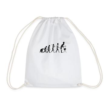 Evolution barbecue meat joke fun man gift - Drawstring Bag - white - Front