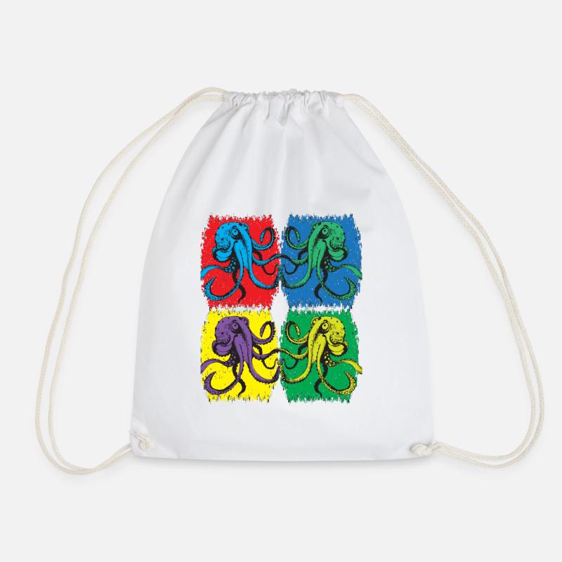 Octopus Pop Art - Drawstring Bag - white