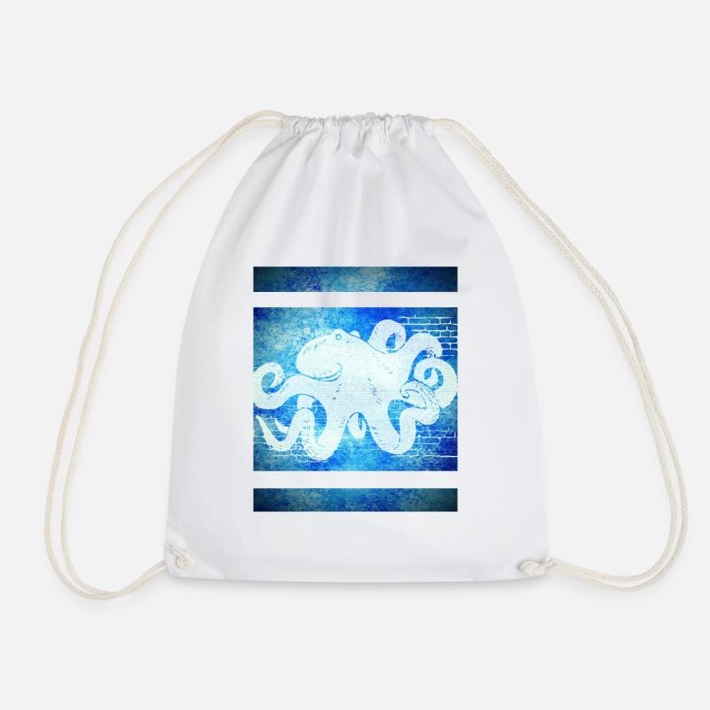Octopus blau - Turnbeutel - Weiß