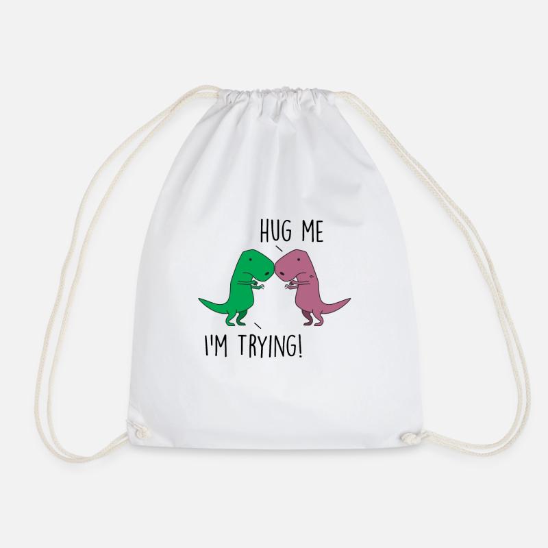 Dino Hug me, I´m trying - Turnbeutel - Weiß