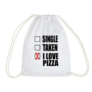 lustige Single Sprueche Spruch Pizza - Turnbeutel - Weiß - Vorne
