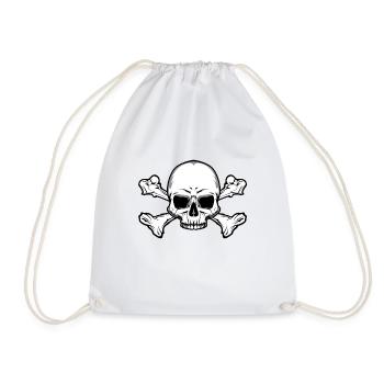 Skull with bones - Drawstring Bag - white - Front