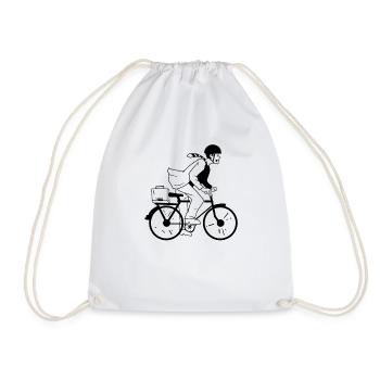 Bicycle Bike2Work Commuteer Pedal Gift Idea - Drawstring Bag - white - Front