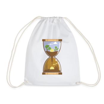 Hourglass / Pollution / Conservation - Drawstring Bag - white - Front
