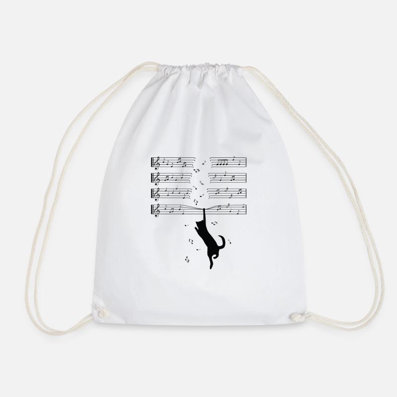 Katze Musiknoten Kätzchen Tier Geschenk - Turnbeutel - Weiß