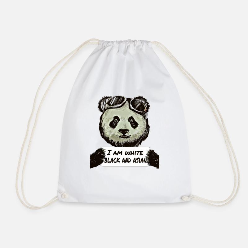 Cool Pilot Panda - Drawstring Bag - white