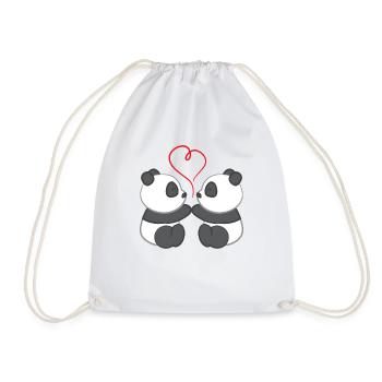 Panda - Panda T-Shirt - Pandamotiv - Liebe - Turnbeutel - Weiß - Vorne