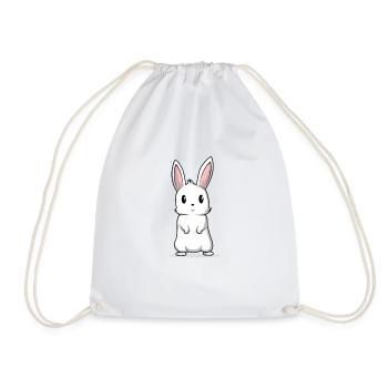 Bunny bunny cute fluffy gift - Drawstring Bag - white - Front