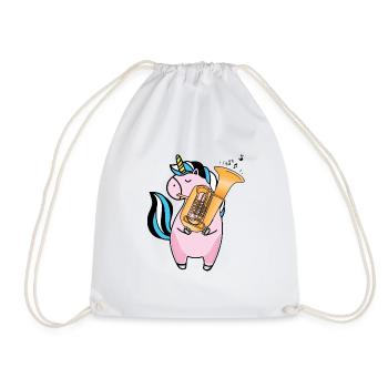 Einhorn spielt Tuba Geschenk für Tuba Spieler - Turnbeutel - Weiß - Vorne