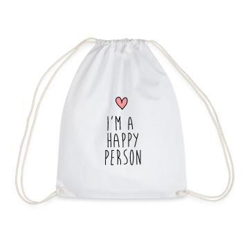 im a happy person - happy / happy - Drawstring Bag - white - Front