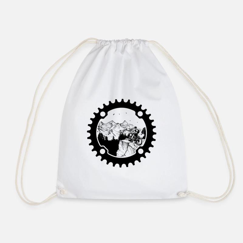 Biker in sprocket (light background) - Drawstring Bag - white