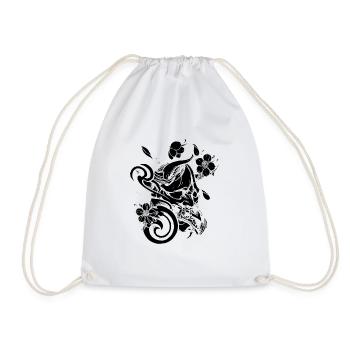 Diable avec des fleurs noires - Sac de sport léger - blanc - Devant