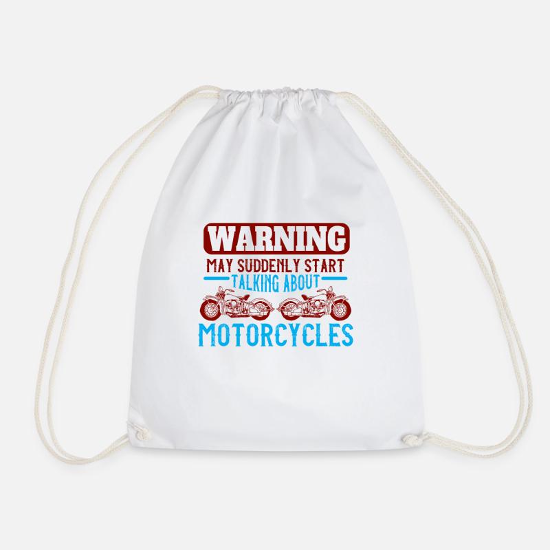 Biker motorcycle - Drawstring Bag - white
