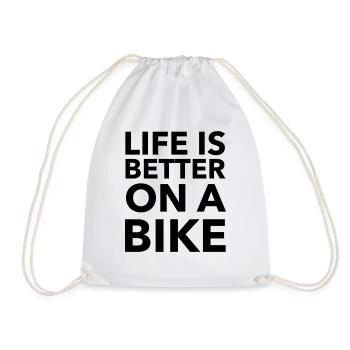 Life is better on a bike - Drawstring Bag - white - Front
