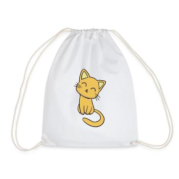 cute cat - Drawstring Bag - white - Front
