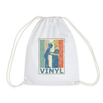 Retro Vintage Style DJ Deejee Vinyl Schallplatte - Turnbeutel - Weiß - Vorne