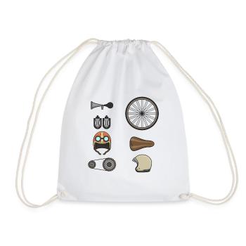Bicycle Parts - Cyclists - Drawstring Bag - white - Front