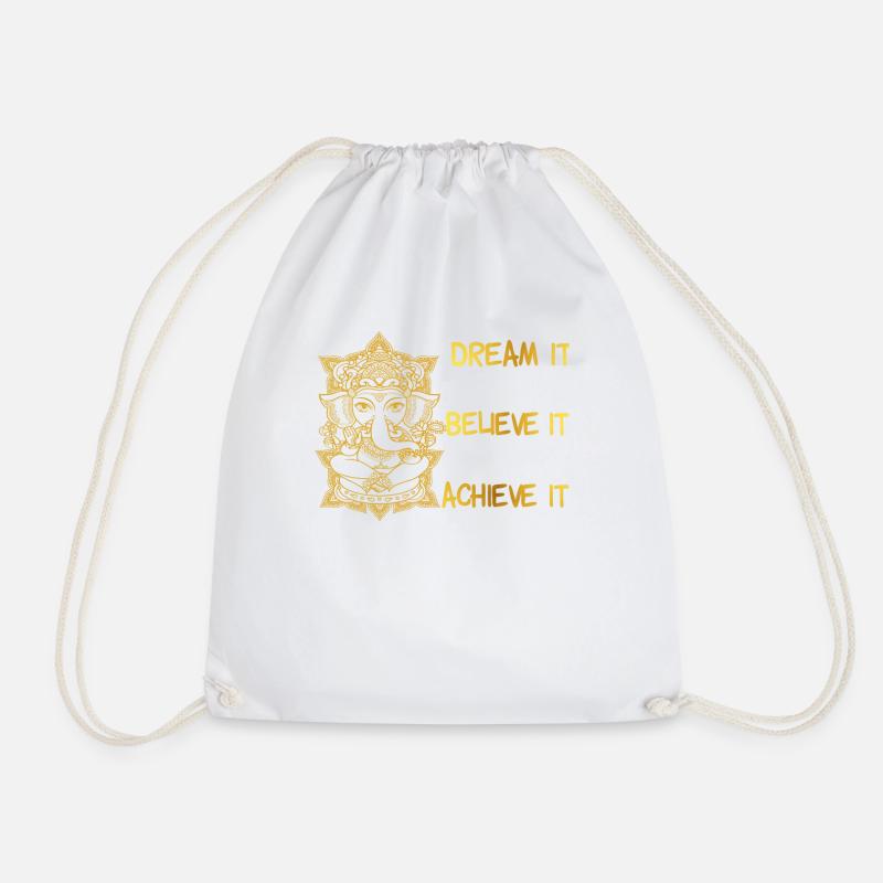 Ganesha Dream it, Believe it, Achieve it - Drawstring Bag - white