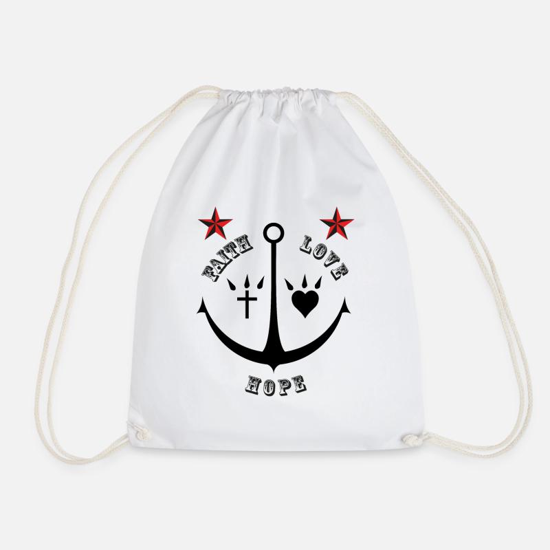 Faith love hope - Drawstring Bag - white