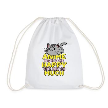 Anime makes me Happy Otaku Manga gift - Drawstring Bag - white - Front