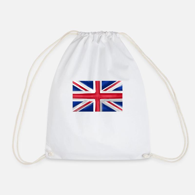Great Britain Flag Union Jack - Drawstring Bag - white