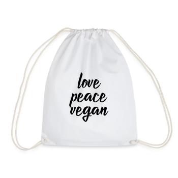 Vegan Love Peace veggie gift animal welfare raw - Drawstring Bag - white - Front