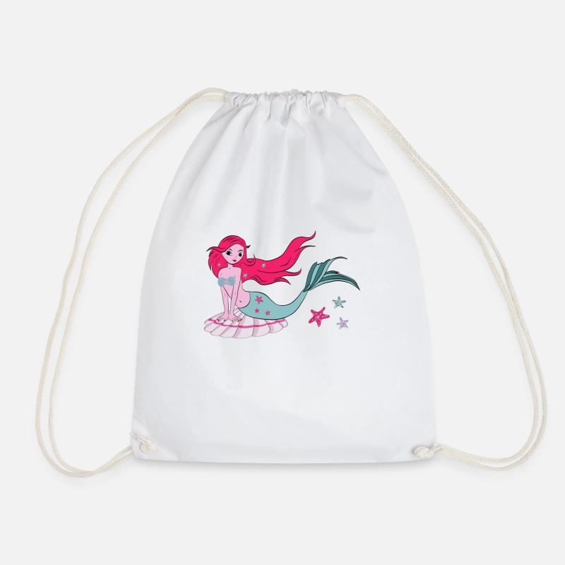 Mermaid - Drawstring Bag - white
