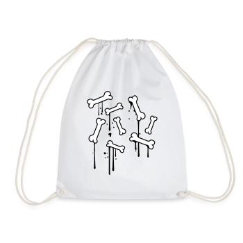 graffiti drops bones pattern dead many skeleton - Drawstring Bag - white - Front