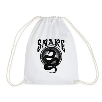 Snake snake retro black - Drawstring Bag - white - Front