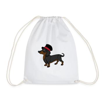 Teckel élégant avec propriétaire de chien cadeau cylindre - Sac de sport léger - blanc - Devant