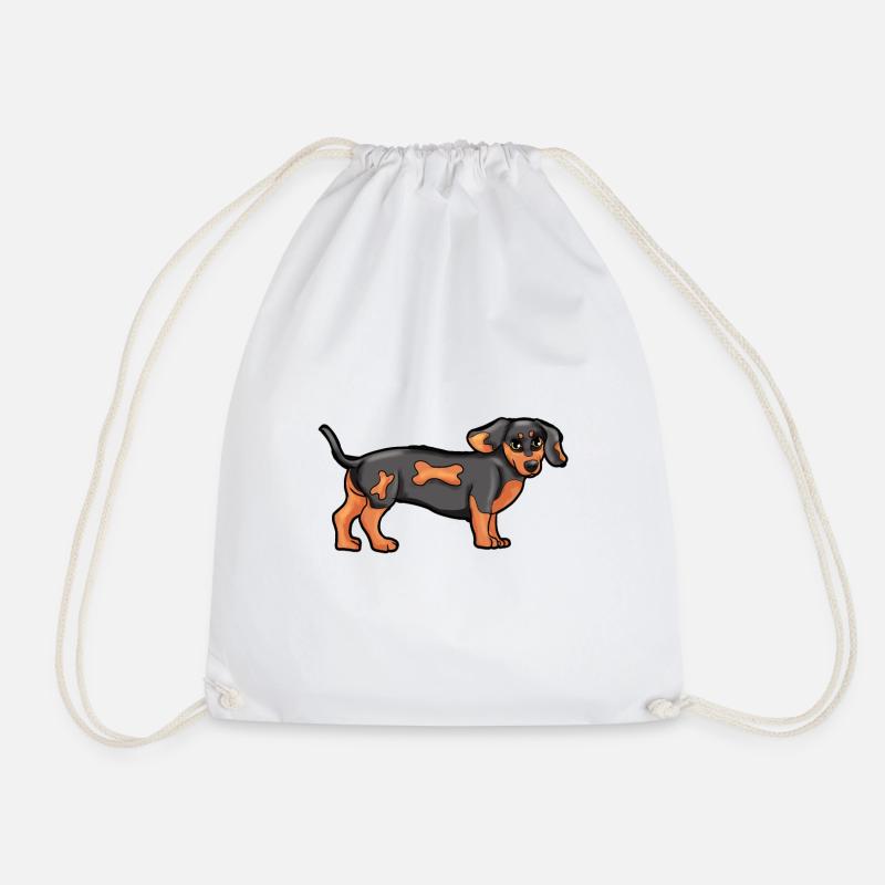 dachshund - Drawstring Bag - white