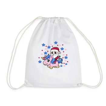 Santa Claus Unicorn Babysitter Babysitting - Drawstring Bag - white - Front