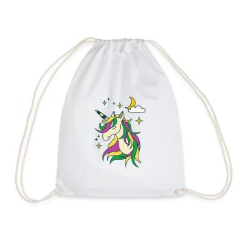 Licorne avec lune et étoiles - Sac de sport léger - blanc - Devant