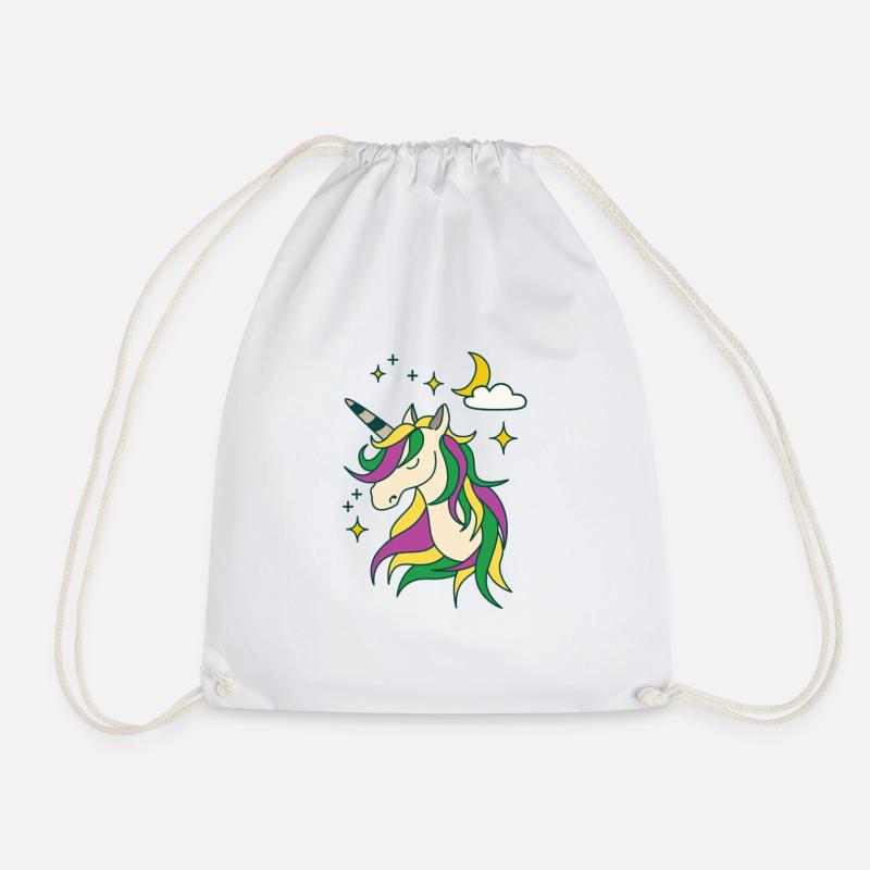 Licorne avec lune et étoiles - Sac de sport léger - blanc